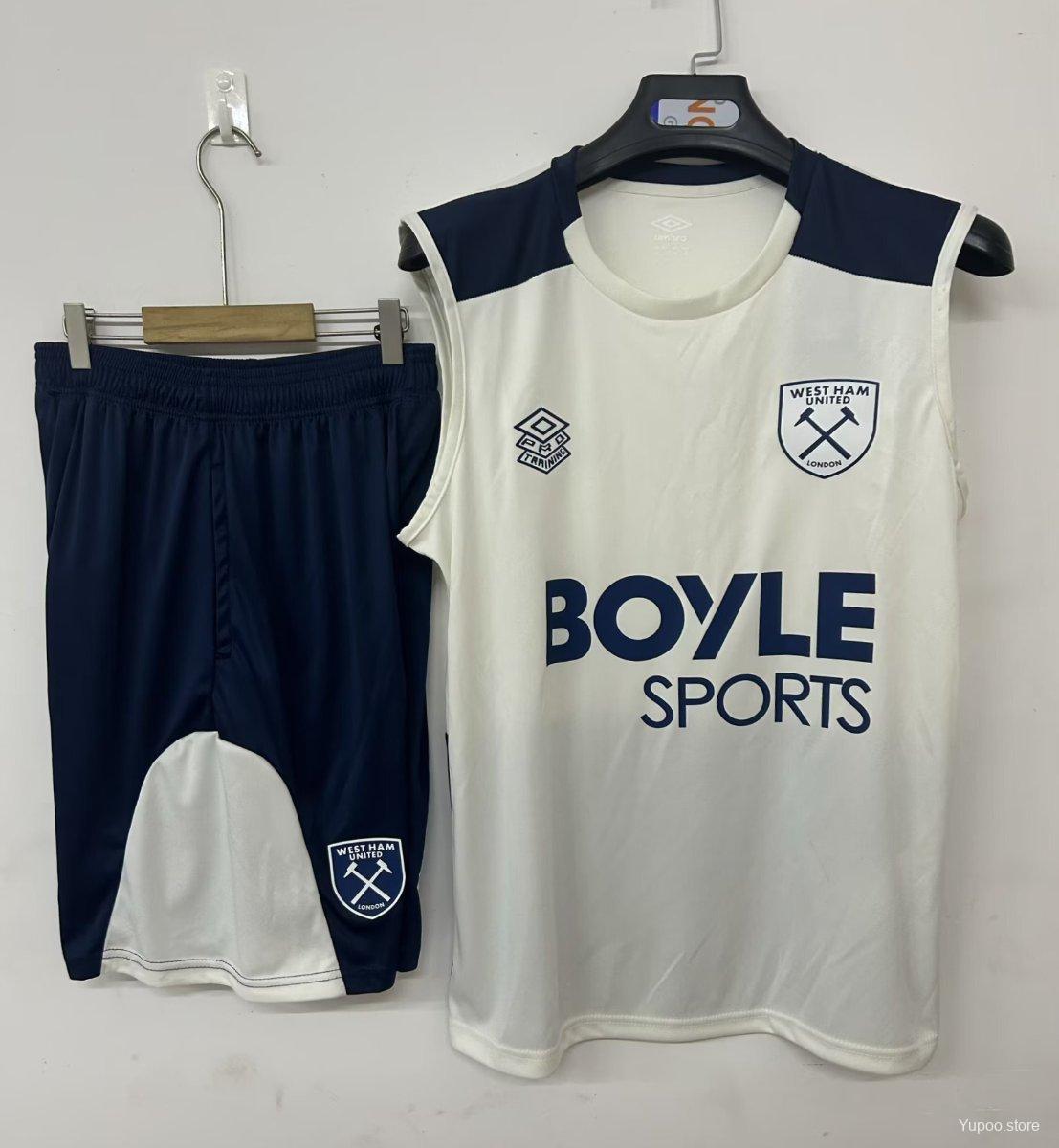 25/26 West Ham United Vest Jersey Beige+ Shorts22025-09-26